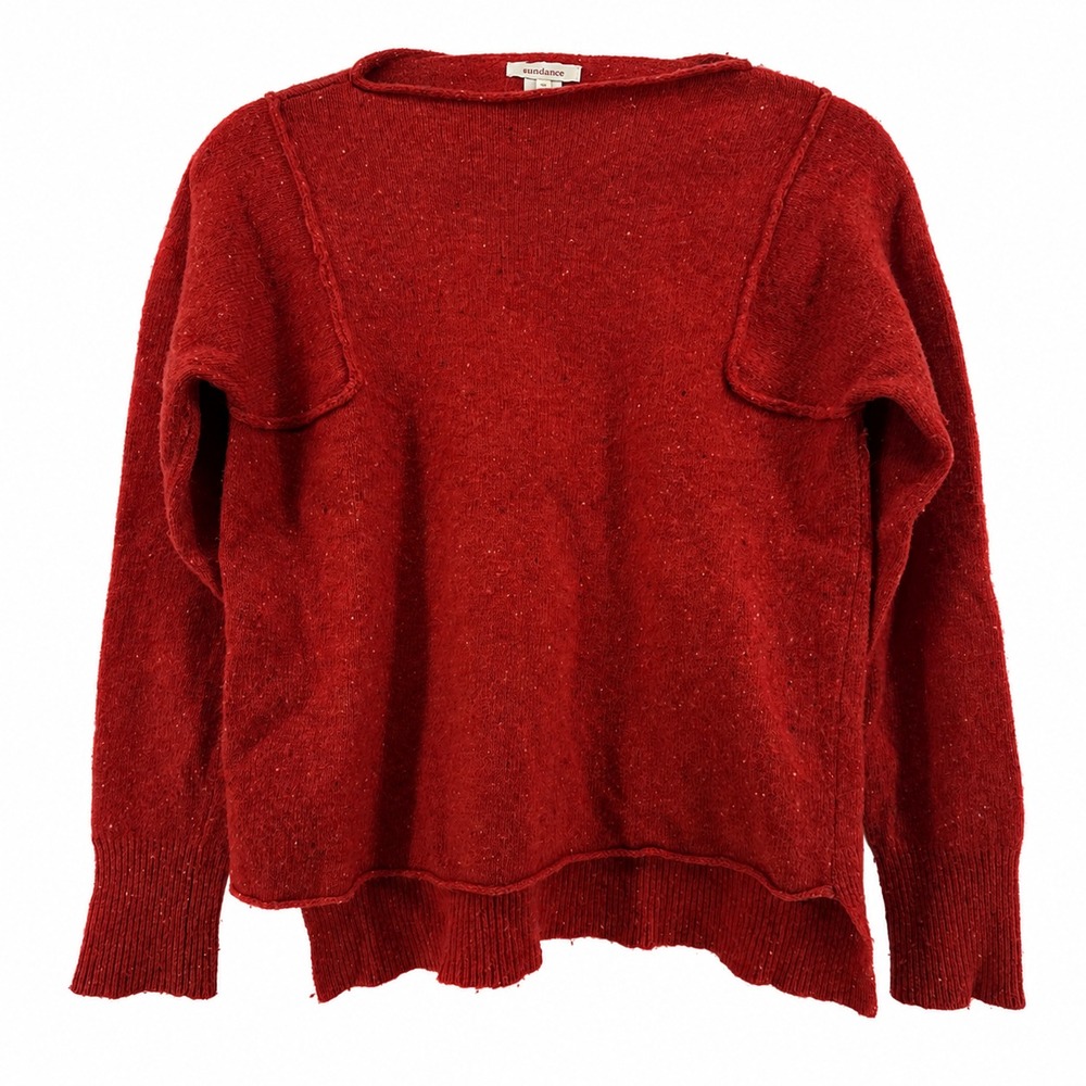 Sundance Sweater‎ Women Small Lambswool Boat Neck Red Speckled Knit